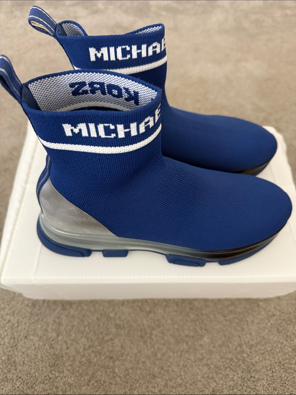 Michael Kors Men’s Royal Blue Sock Sneakers with White Logo